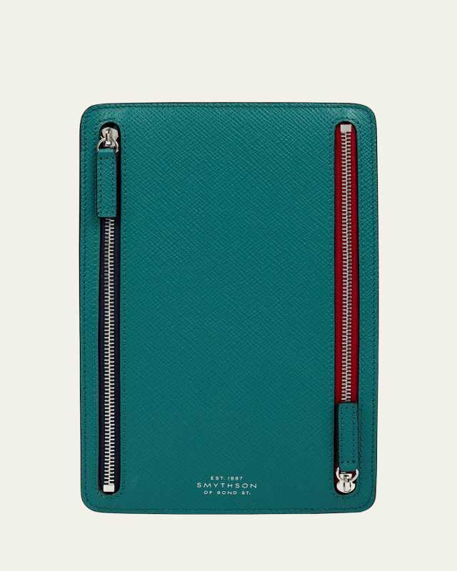 Panama Leather Multi-Zip Case, Petrol